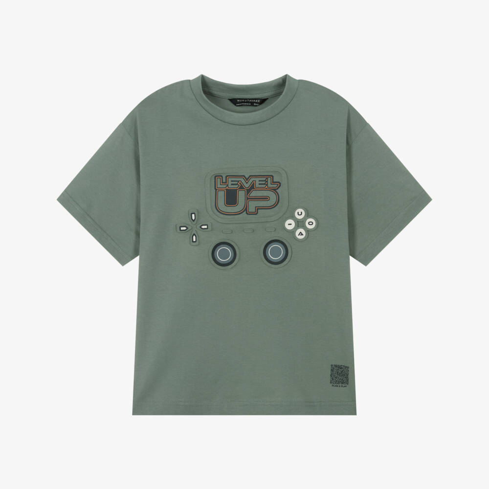 Mayoral Nukutavake-Boys Green Cotton Gaming Print T-Shirt | Childrensalon