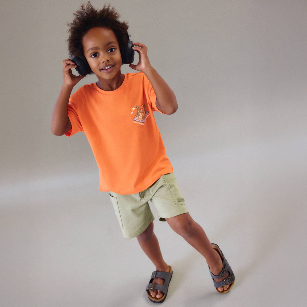 Mayoral-شورت بجيوب جانبية قطن جيرسي لون أخضر للأولاد | Childrensalon