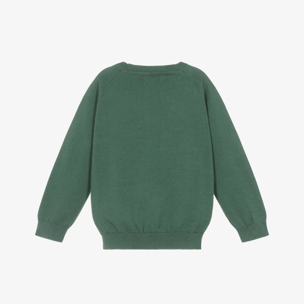 Mayoral-Boys Green Cotton Knit Raglan Sweater | Childrensalon