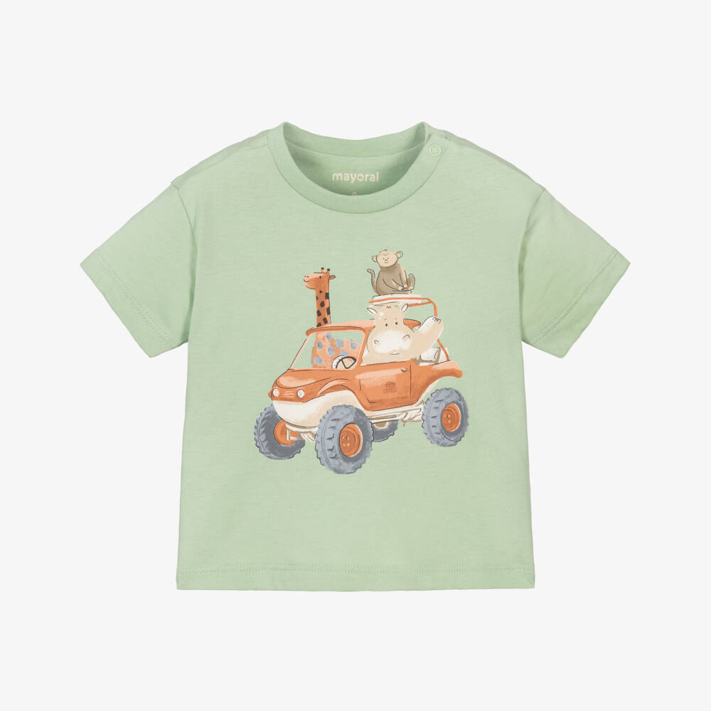 Mayoral-Boys Green Cotton Safari T-Shirt | Childrensalon