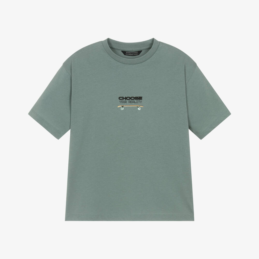 Mayoral Nukutavake-Boys Green Cotton Skateboarding T-Shirt | Childrensalon