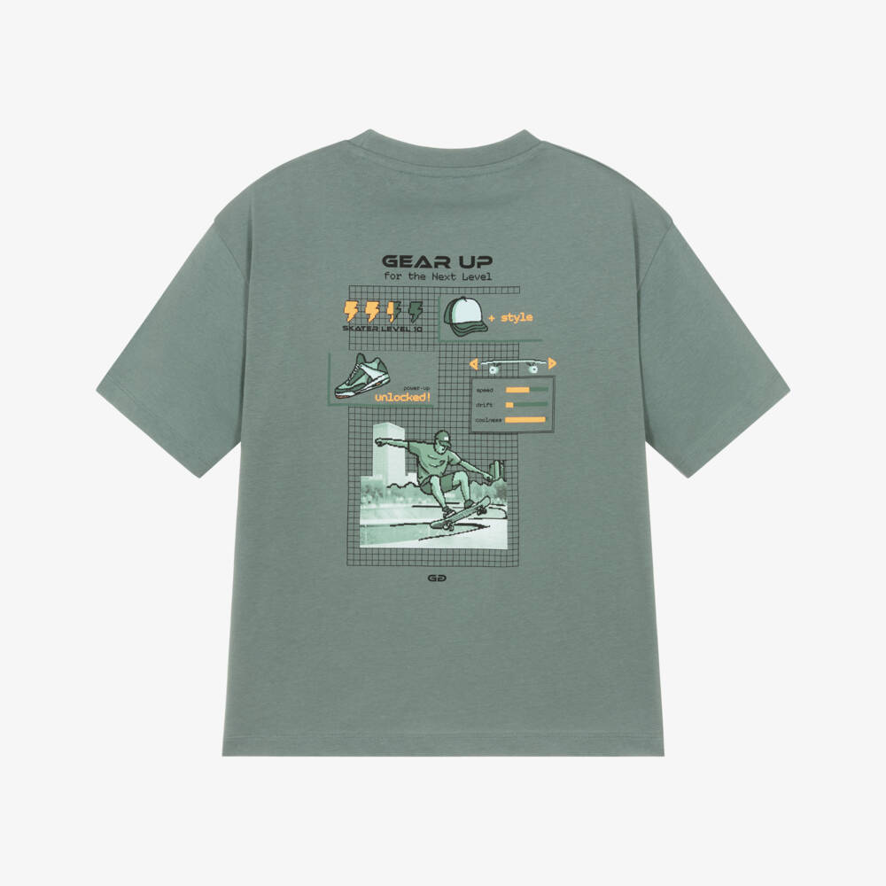 Mayoral Nukutavake-Boys Green Cotton Skateboarding T-Shirt | Childrensalon