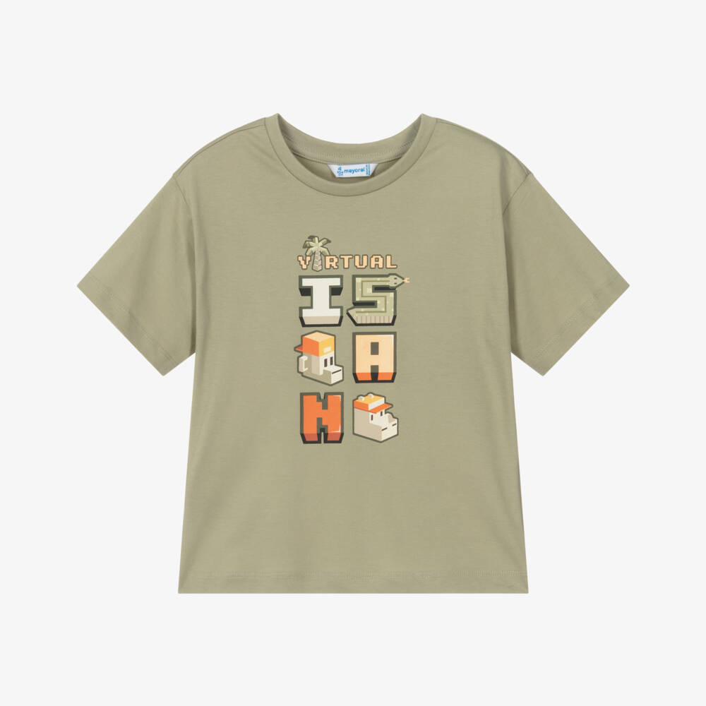 Mayoral-تيشيرت قطن لون أخضر للأولاد | Childrensalon