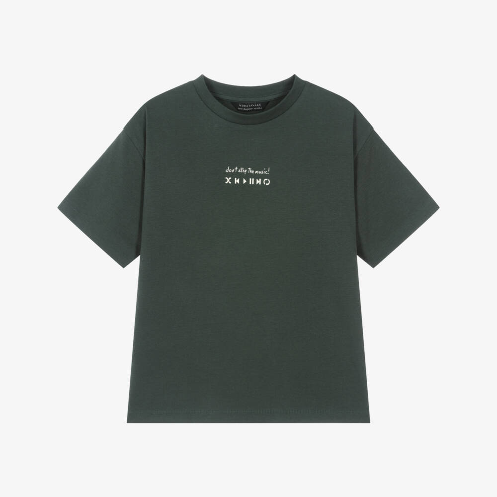 Mayoral Nukutavake-Boys Green Cotton T-Shirt with Music Graphics | Childrensalon