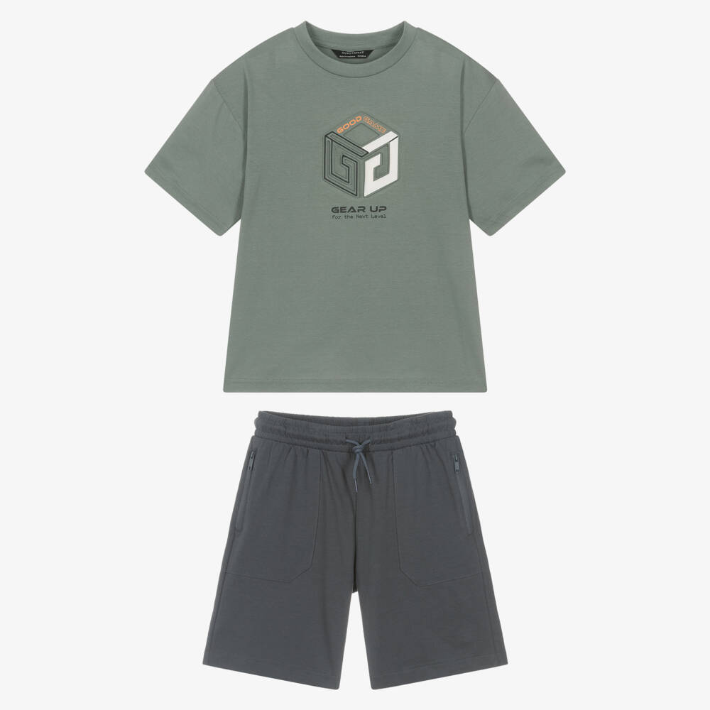 Mayoral Нукутаваке-Boys Green Gaming Graphic Cotton Shorts Set with Zip Pockets | Childrensalon