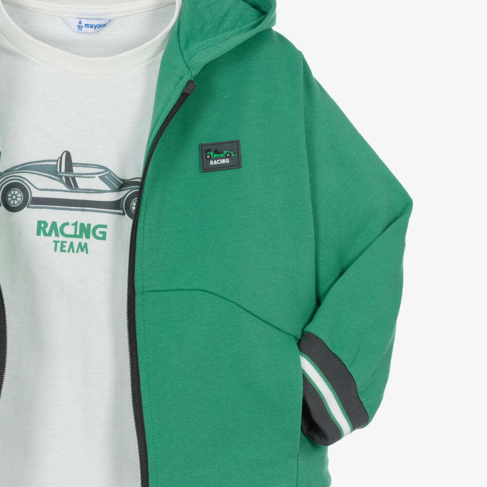 Mayoral-Boys Green & Grey Tracksuit Set with T-Shirt | Childrensalon