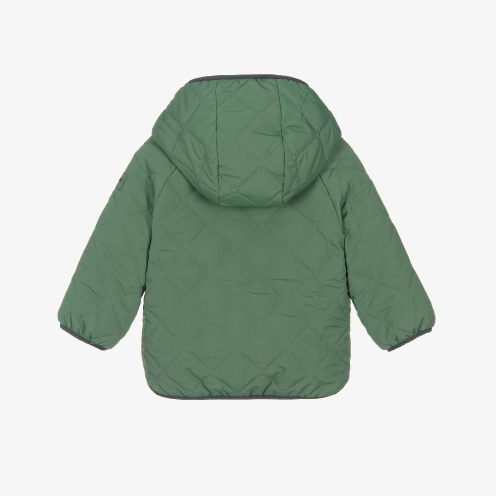 Mayoral-Boys Green & Ivory Reversible Teddy Fleece Coat | Childrensalon
