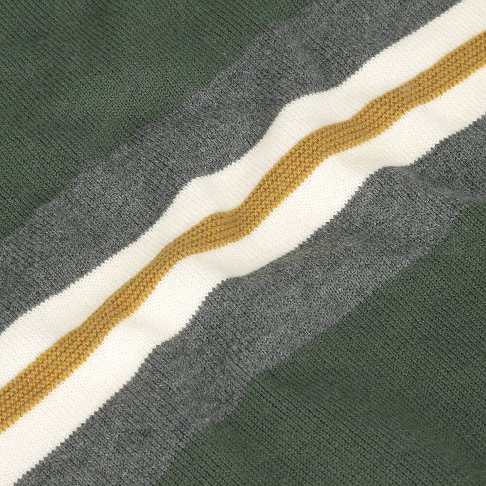 Mayoral Nukutavake-Boys Green Knitted Sweater with Block Stripes | Childrensalon