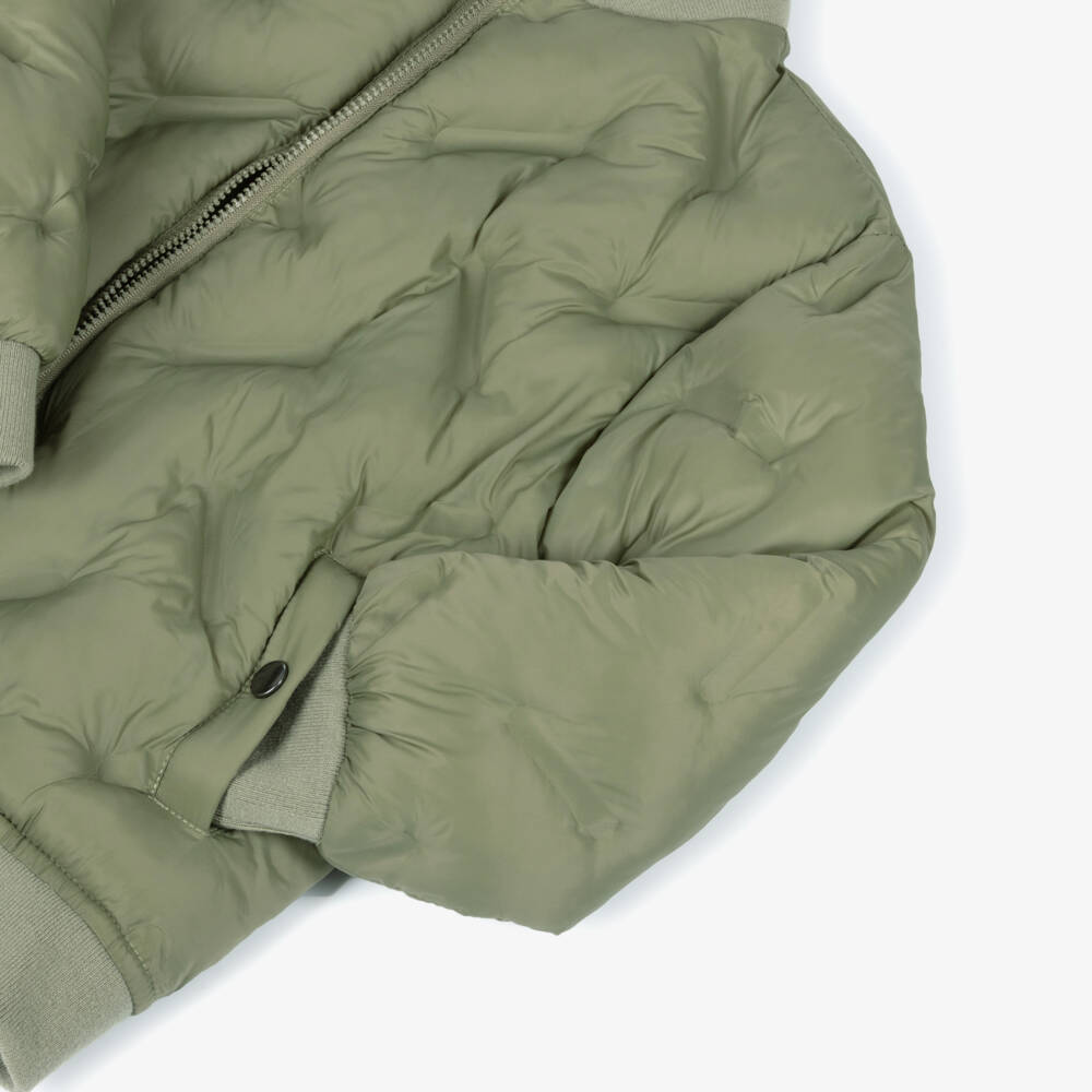 Mayoral-Boys Green Quilted Bomber Jacket | Childrensalon