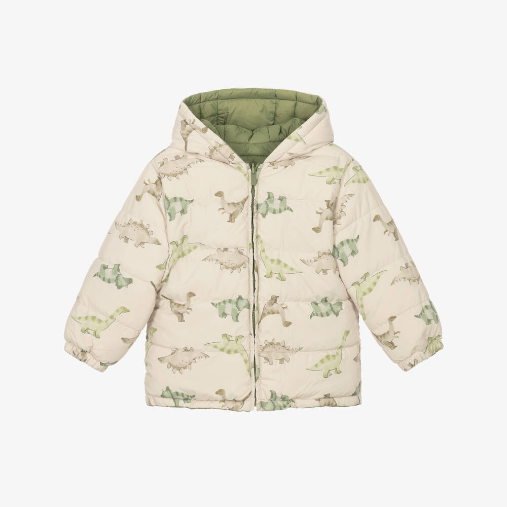 Mayoral-Boys Green Reversible Jacket with Dinosaur Print | Childrensalon