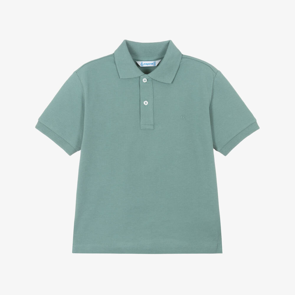 Mayoral-Boys Green Short Sleeve Piqué Polo Shirt  | Childrensalon