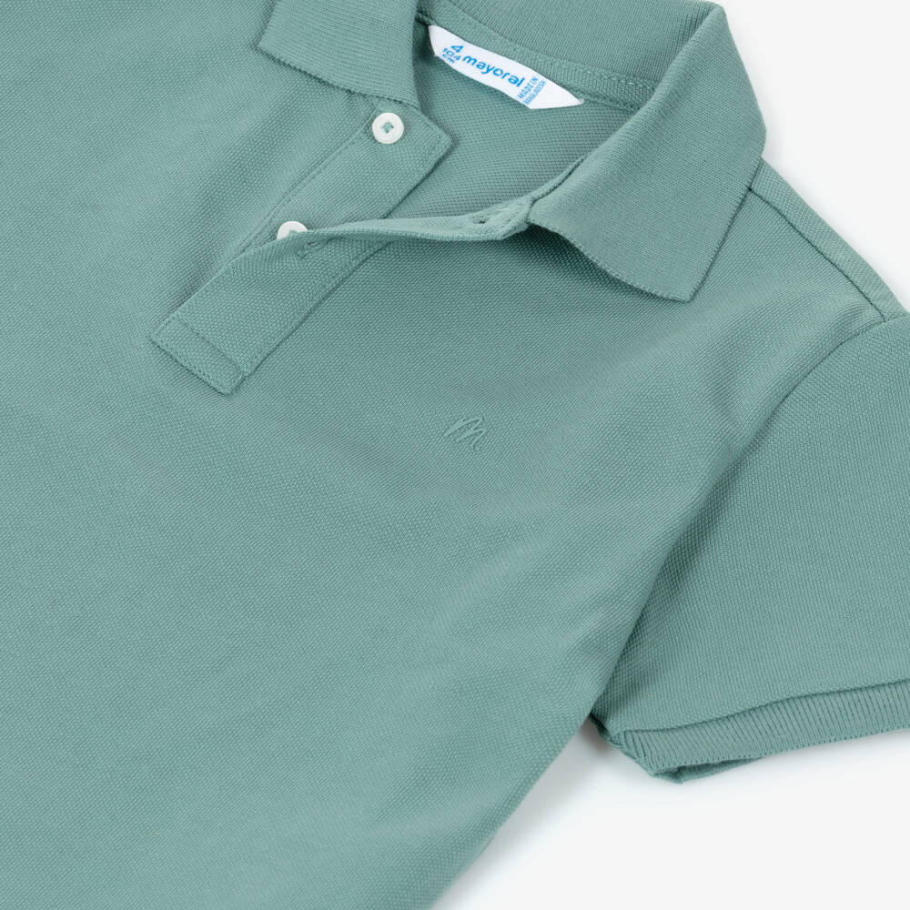 Mayoral-Boys Green Short Sleeve Piqué Polo Shirt | Childrensalon