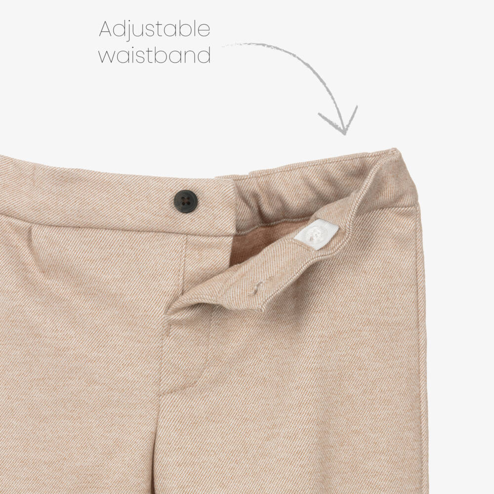 Mayoral-Boys Grey & Beige Cotton Knit Bear & Walrus Trouser Set | Childrensalon