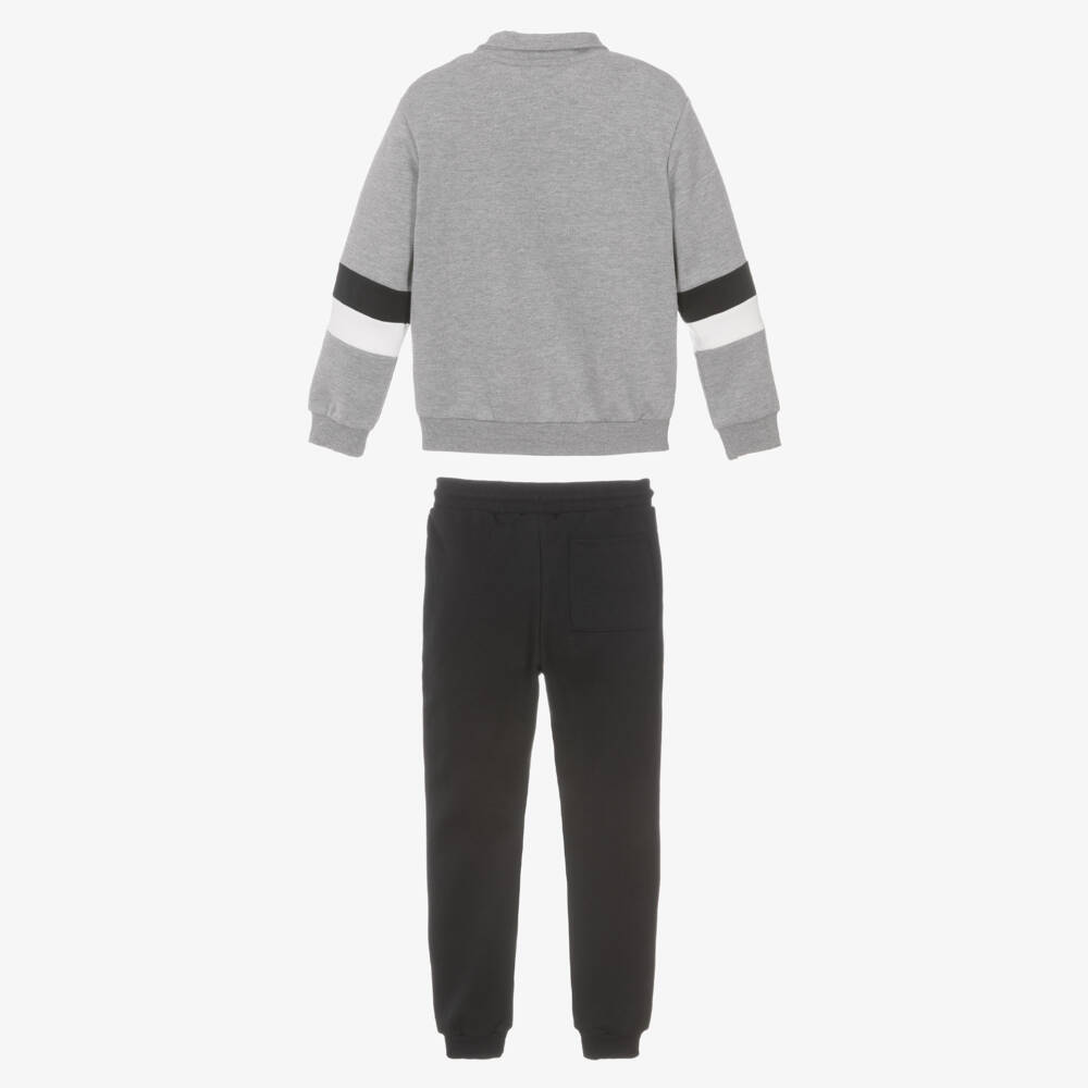Mayoral Нукутаваке-Boys Grey & Black Tracksuit with Stripes | Childrensalon