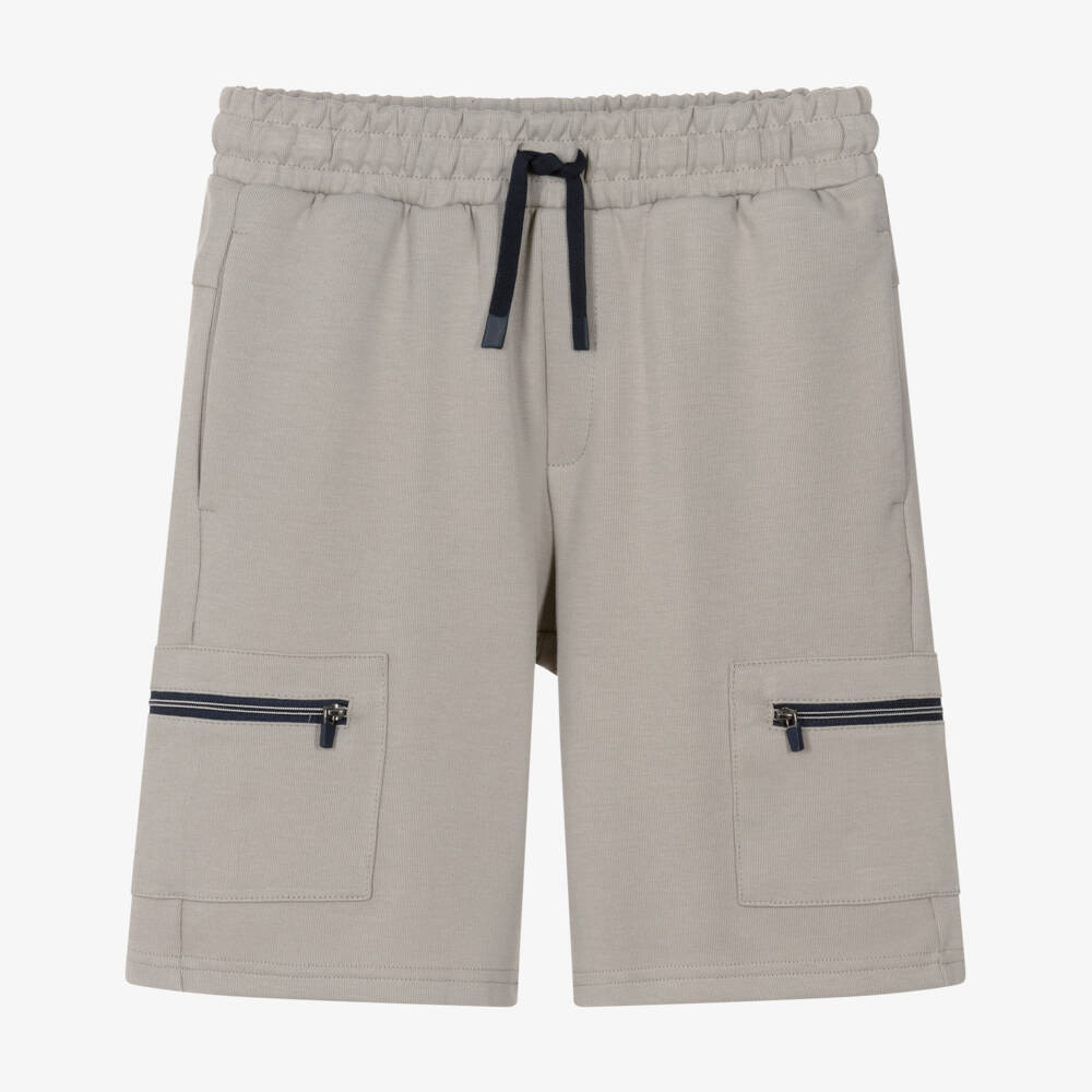 Mayoral Nukutavake-Boys Grey Cotton Jersey Bermuda Shorts | Childrensalon