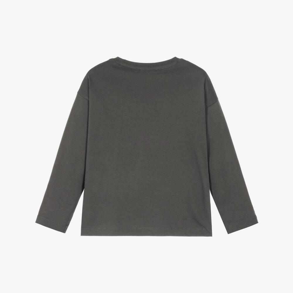 Mayoral-Boys Grey Cotton Top with Motorbike Print | Childrensalon
