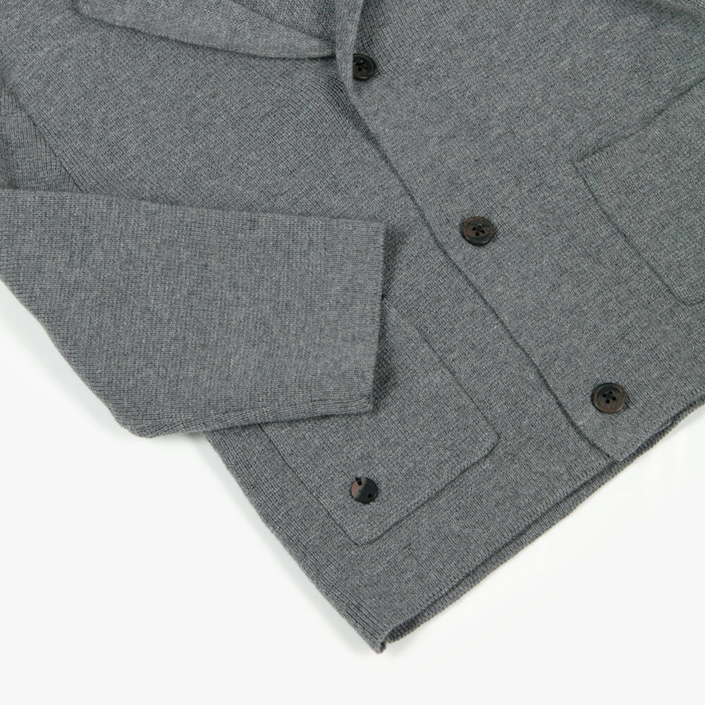 Mayoral-كارديغان بياقة قطن وصوف محبوك لون رمادي للأولاد | Childrensalon