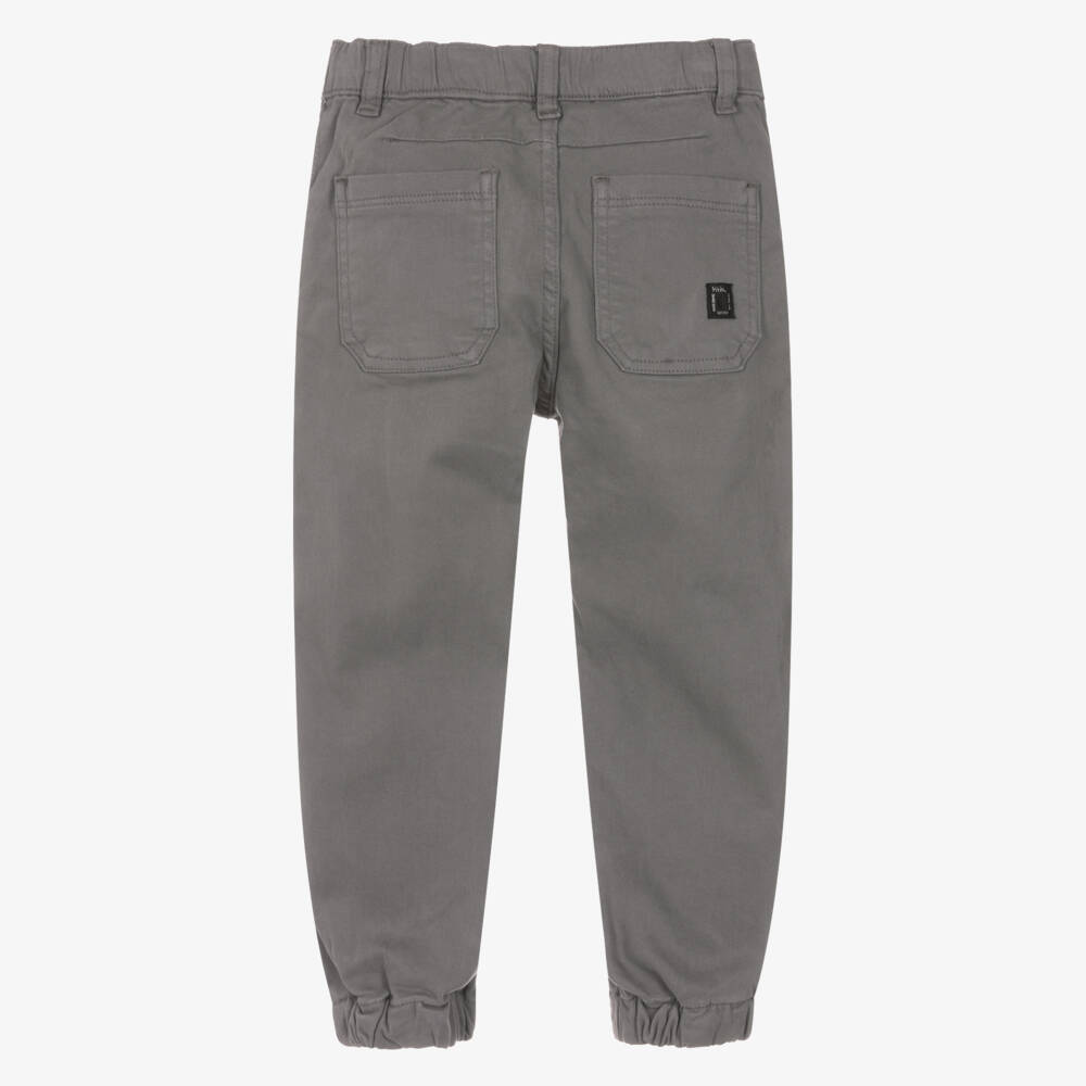 Mayoral-Boys Grey Cuffed Skater Fit Cotton Trousers | Childrensalon