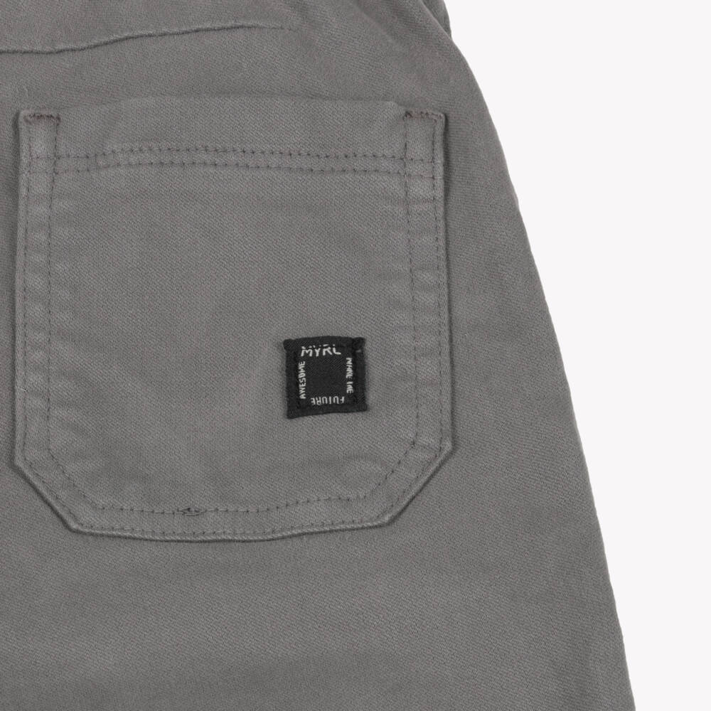 Mayoral-Boys Grey Cuffed Skater Fit Cotton Trousers | Childrensalon