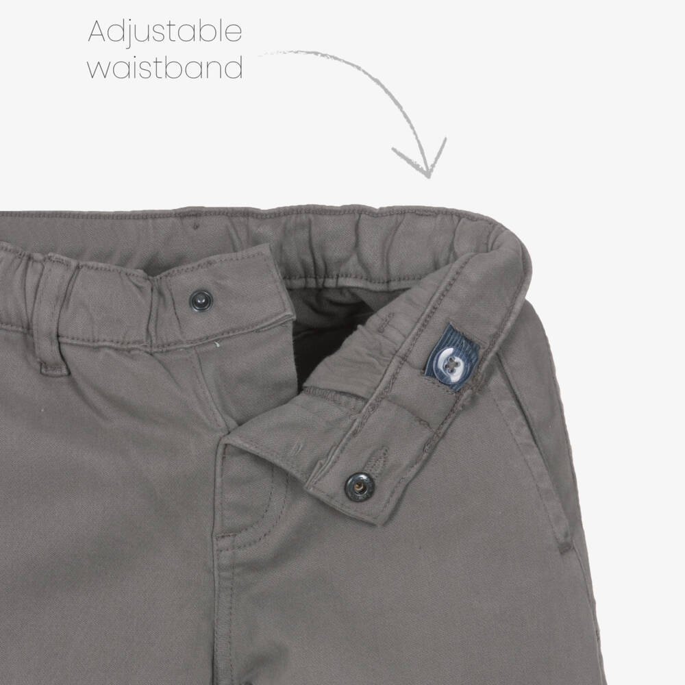 Mayoral-Boys Grey Cuffed Skater Fit Cotton Trousers | Childrensalon