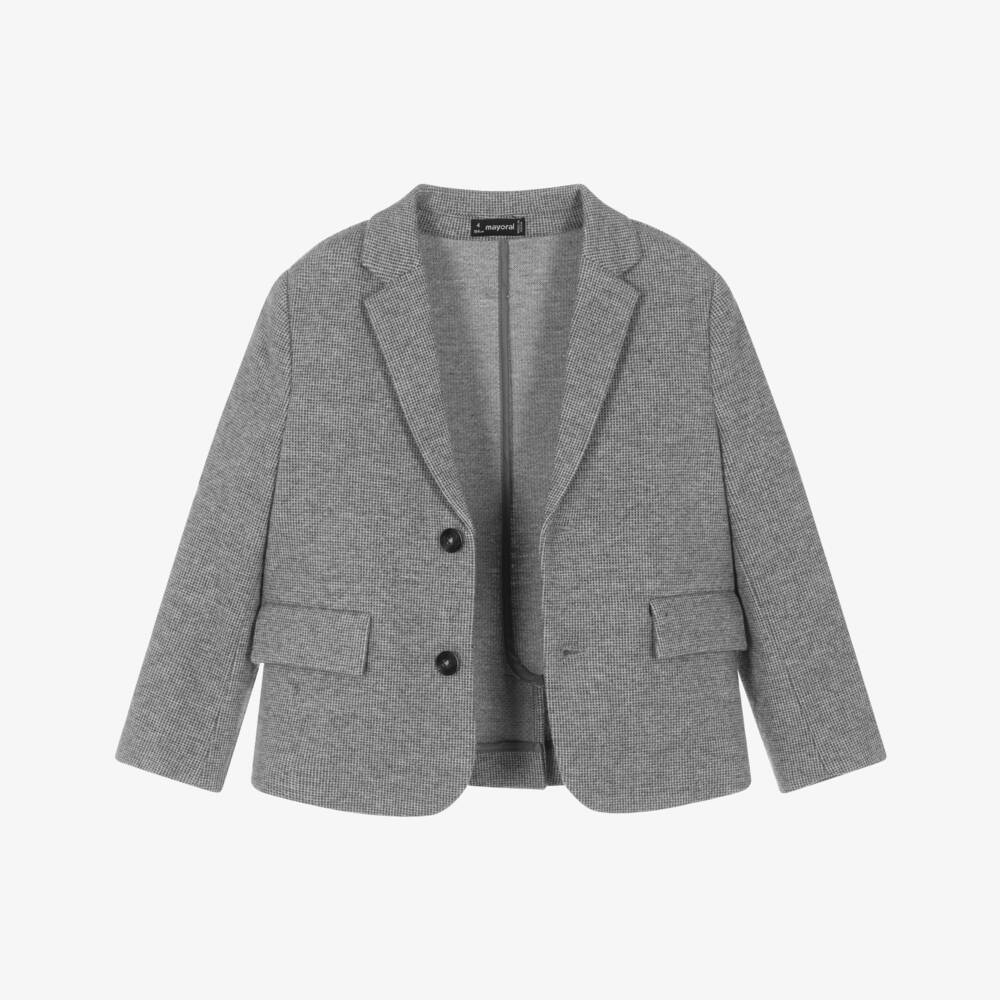 Mayoral-Пиджак серый в мелкую клетку для мальчиков | Childrensalon