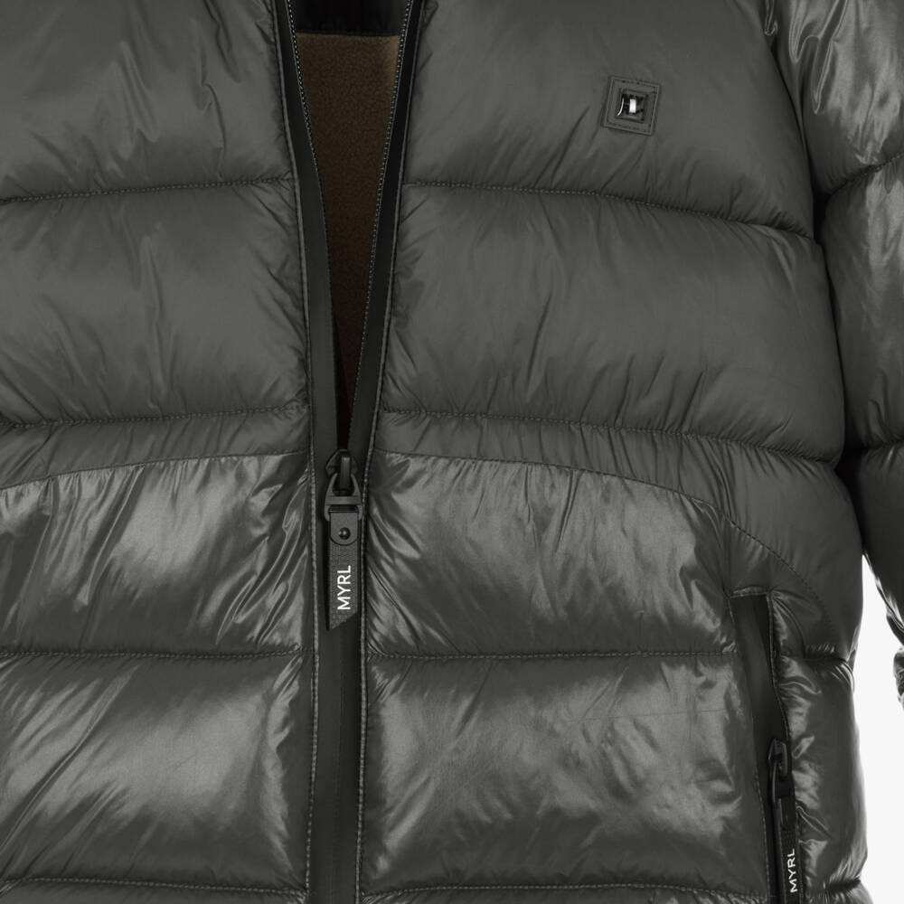 Mayoral-Boys Grey Hooded Puffer Jacket | Childrensalon