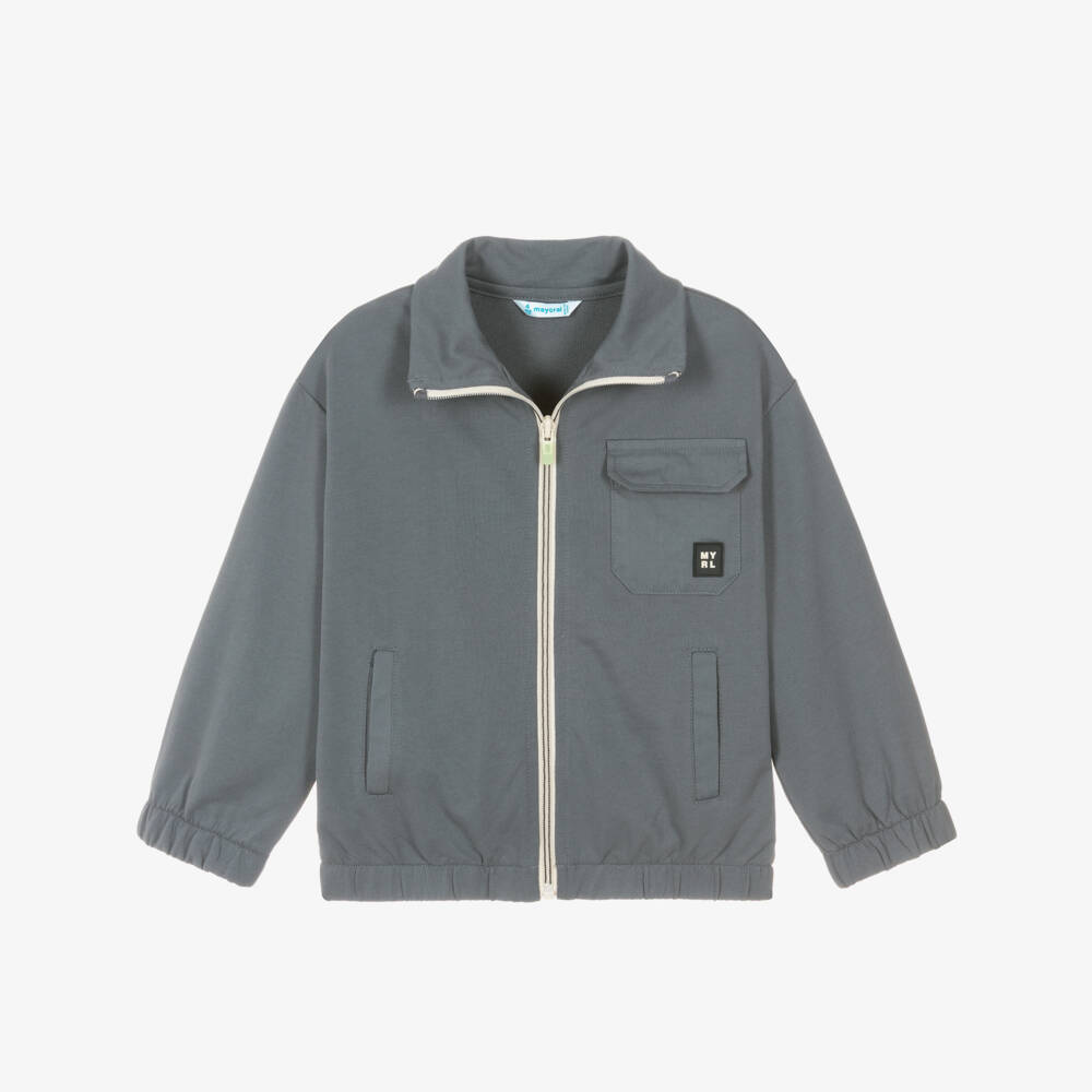 Mayoral-توب بسحاب وجيب لون رمادي للأولاد | Childrensalon