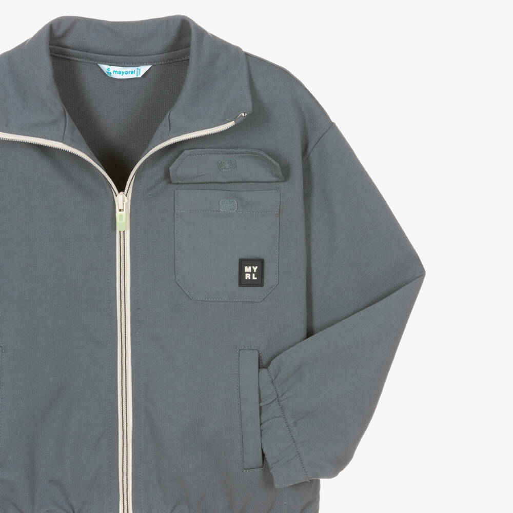 Mayoral-توب بسحاب وجيب لون رمادي للأولاد | Childrensalon