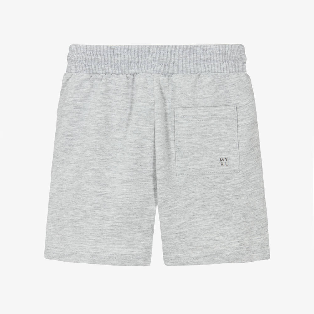 Mayoral-Boys Grey Marl Cotton Jersey Drawstring Shorts | Childrensalon