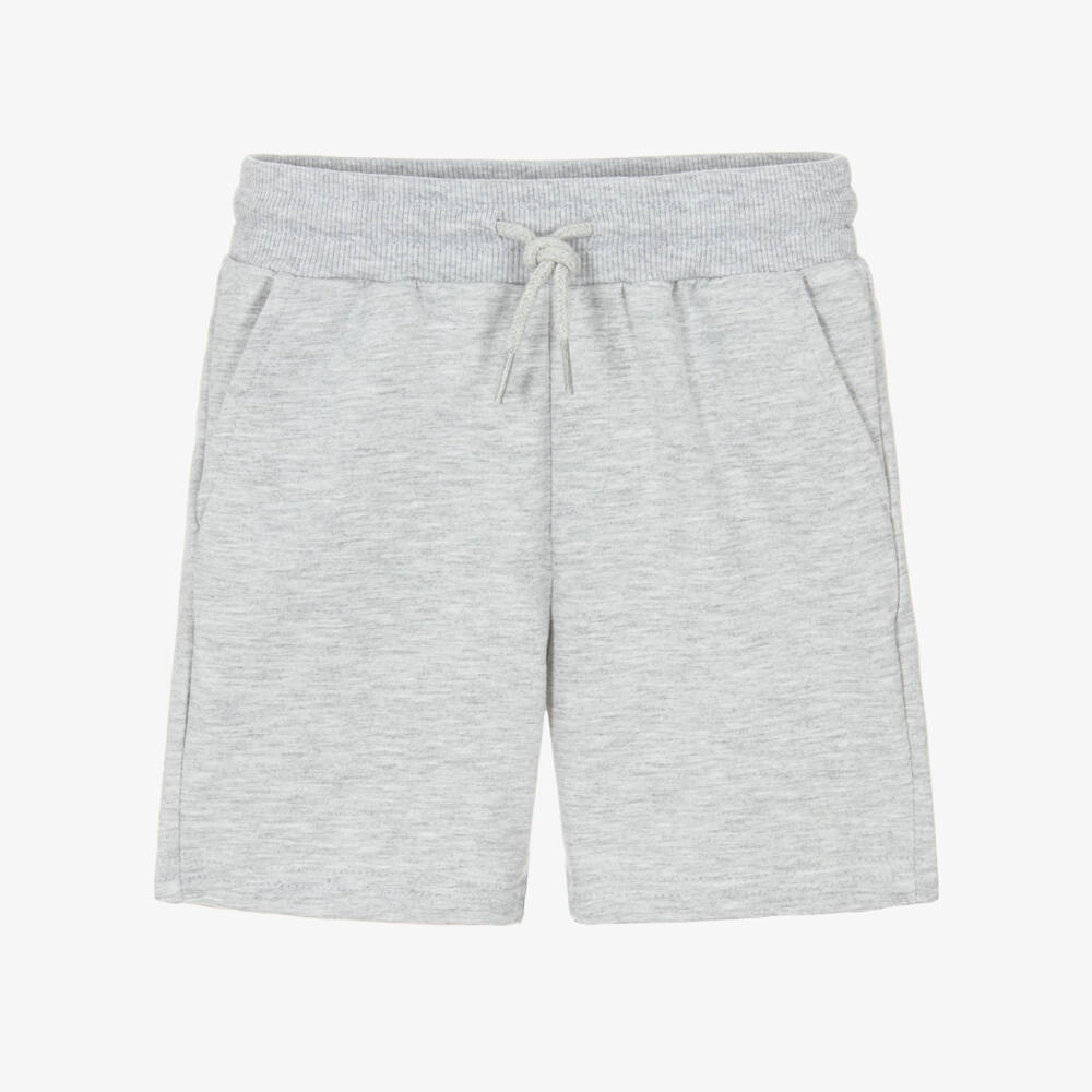 Mayoral-Boys Grey Marl Cotton Jersey Drawstring Shorts | Childrensalon