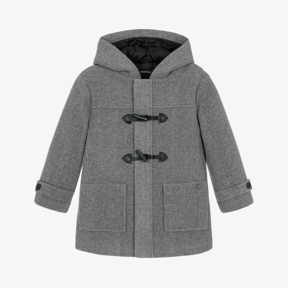 Mayoral-Boys Grey Padded Duffle Coat | Childrensalon
