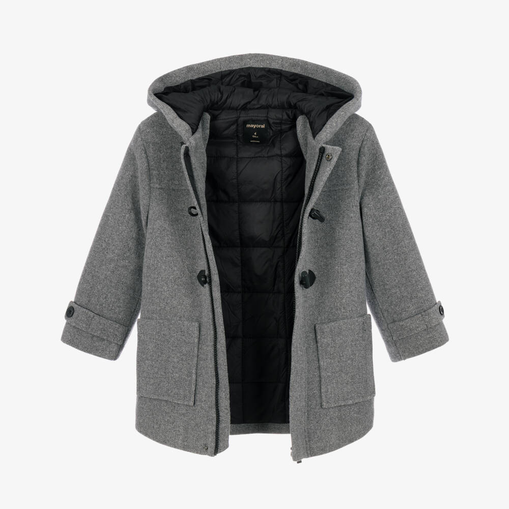 Mayoral-Boys Grey Padded Duffle Coat | Childrensalon