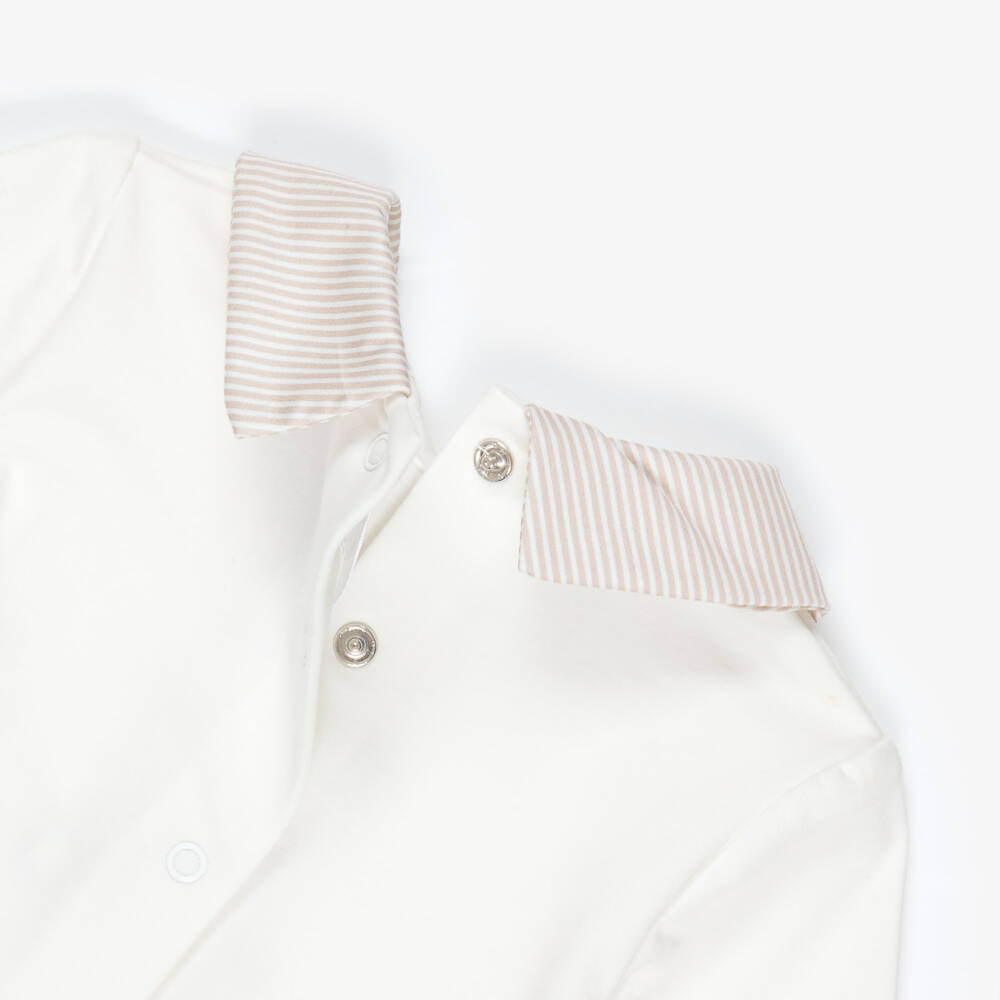 Mayoral Для новорожденных-Boys Ivory & Beige 2 Piece Babygrow with Teddy Bear Motif | Childrensalon