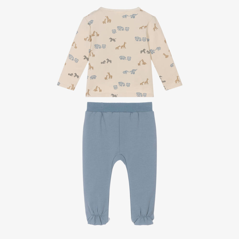 Mayoral Newborn-أفارول بيبي غرو قطن لون أزرق وعاجي للأولاد | Childrensalon