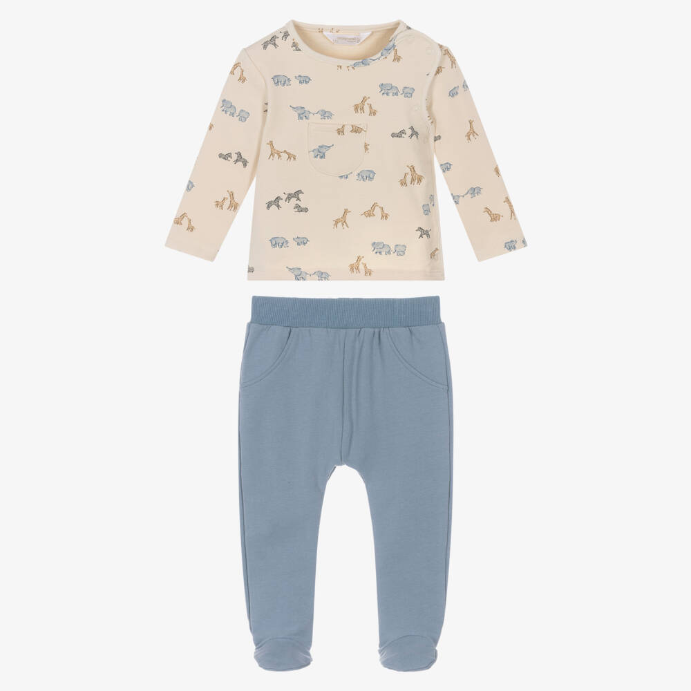 Mayoral Newborn-أفارول بيبي غرو قطن لون أزرق وعاجي للأولاد | Childrensalon