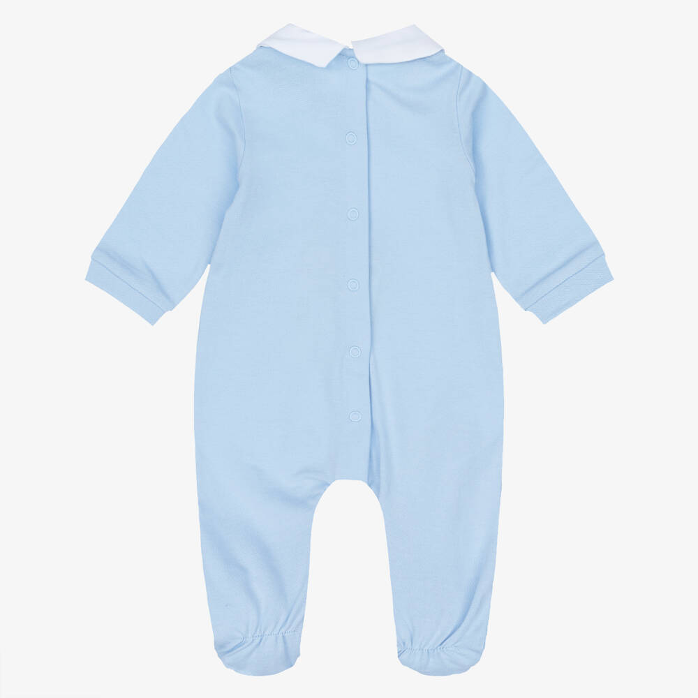 Mayoral Для новорожденных-Boys Ivory & Blue Cotton Teddy Print Babygrows (2 Pack) | Childrensalon