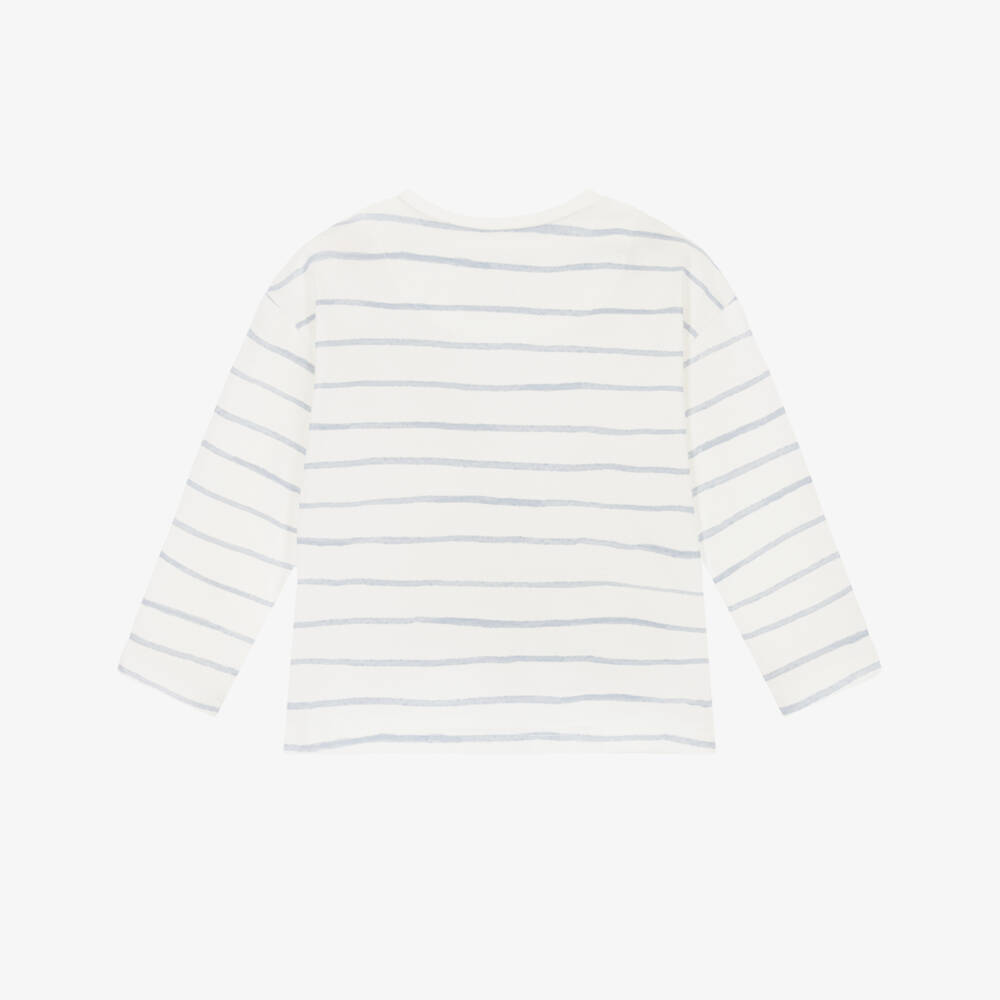 Mayoral-Boys Ivory & Blue Cotton Top with Car Motifs | Childrensalon
