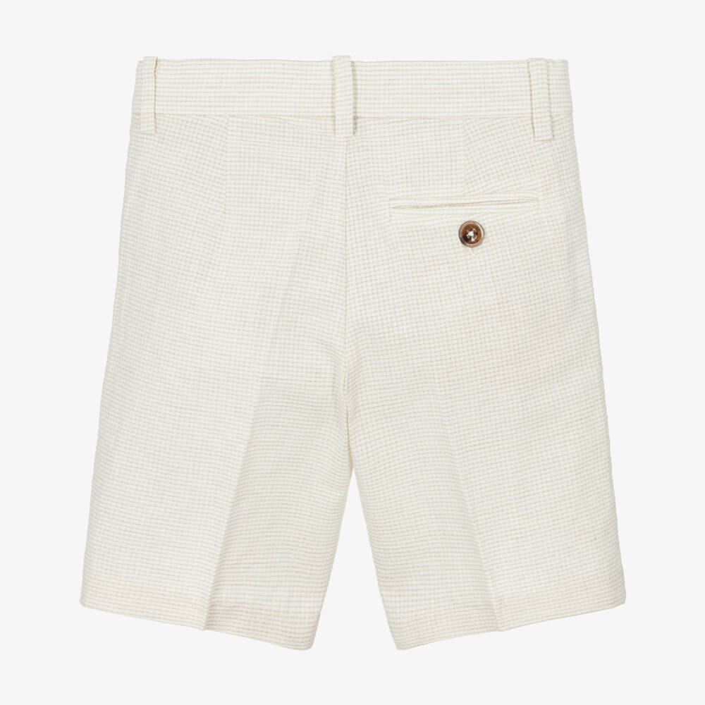 Mayoral-Шорты кремовые в клетку из хлопка с тремя карманами для мальчиков | Childrensalon
