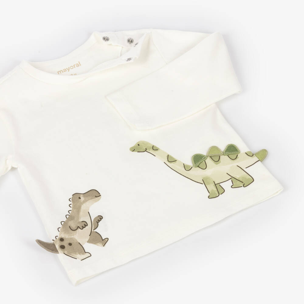 Mayoral-Boys Ivory Cotton Dino Top | Childrensalon
