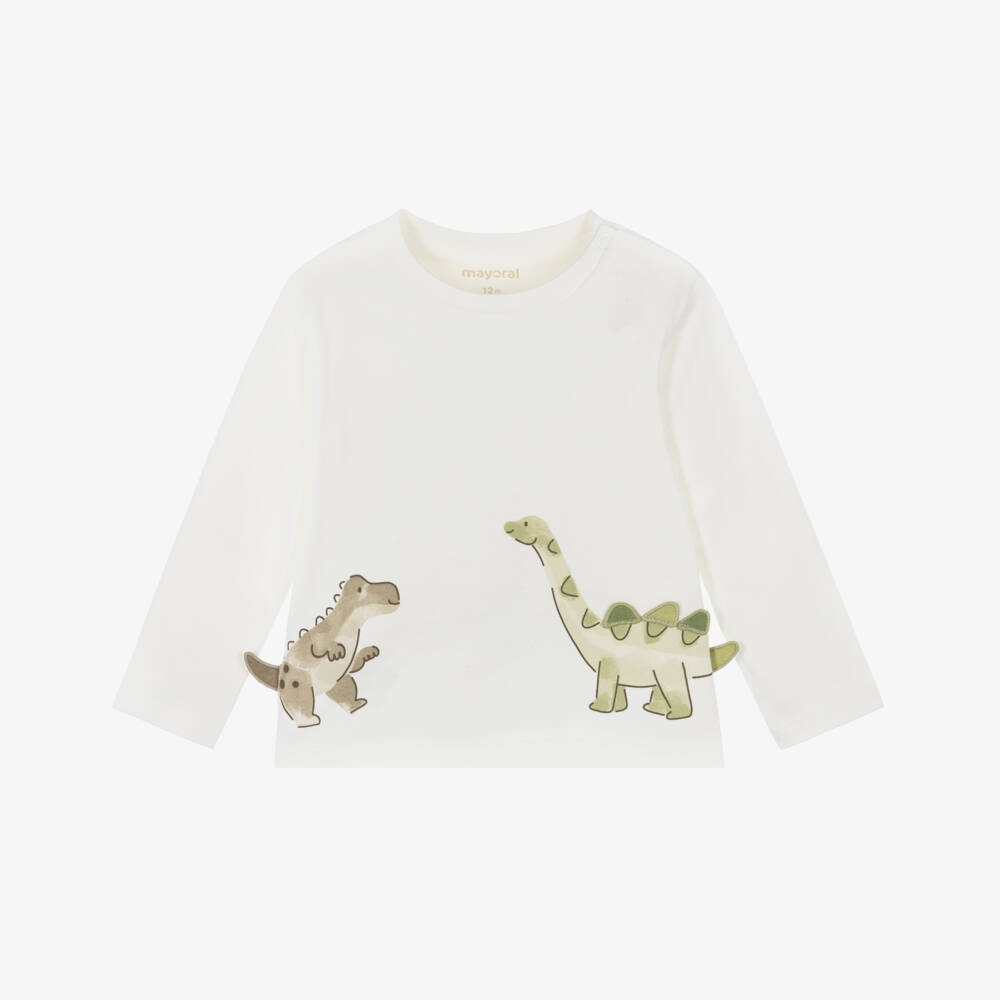Mayoral-Boys Ivory Cotton Dino Top | Childrensalon