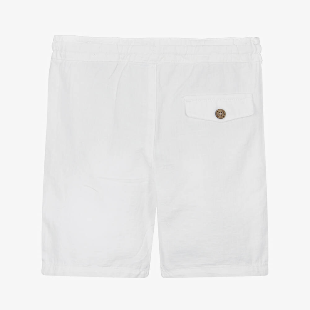 Mayoral-Boys Ivory Cotton Drawstring Shorts | Childrensalon
