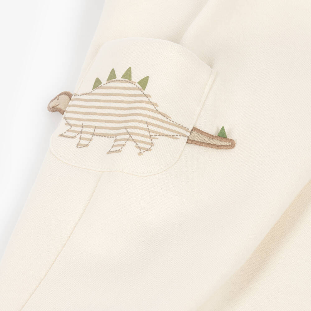 Mayoral-Boys Ivory Cotton Jersey Dino Joggers | Childrensalon