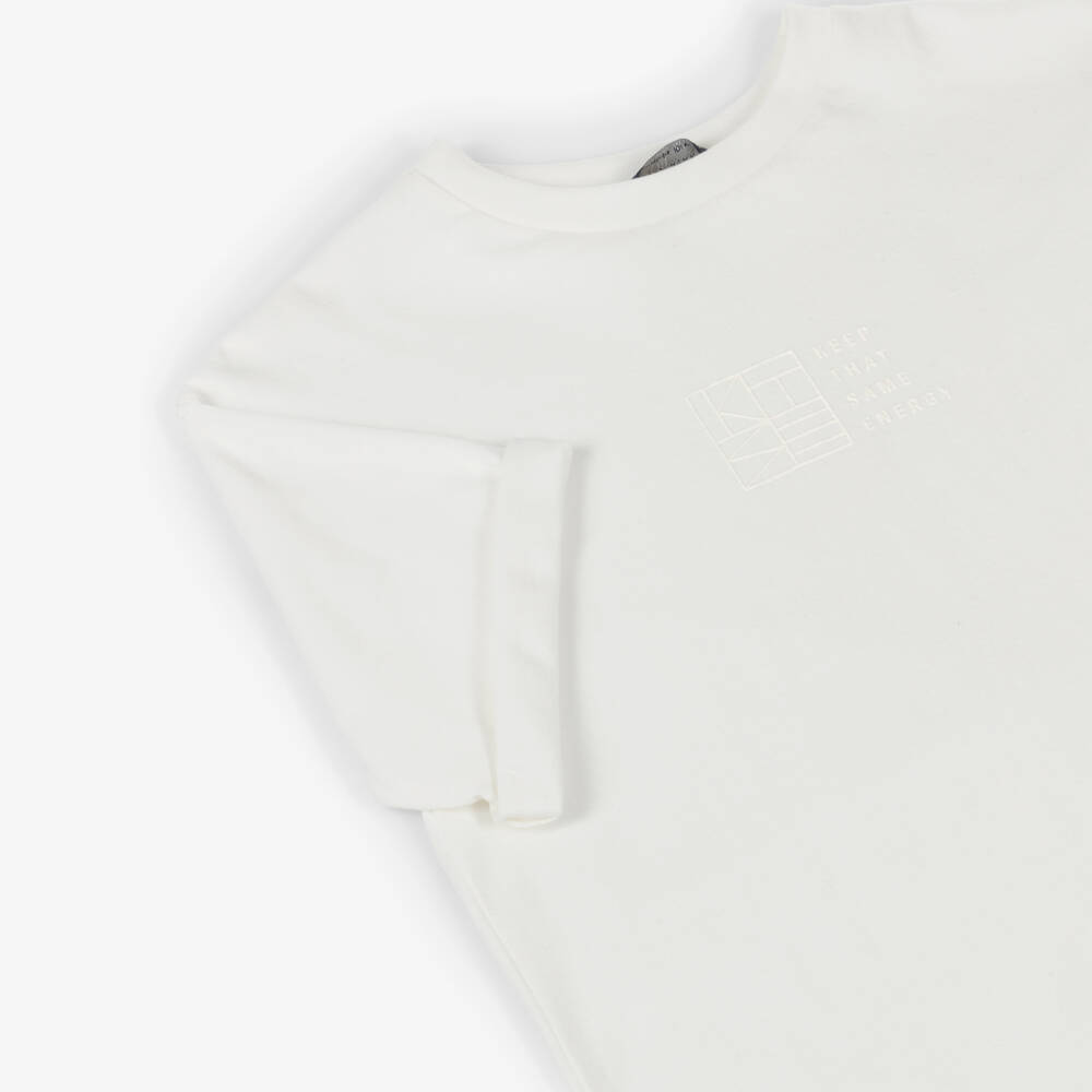 Mayoral Нукутаваке-Футболка кремовая хлопковая с надписью для мальчиков | Childrensalon