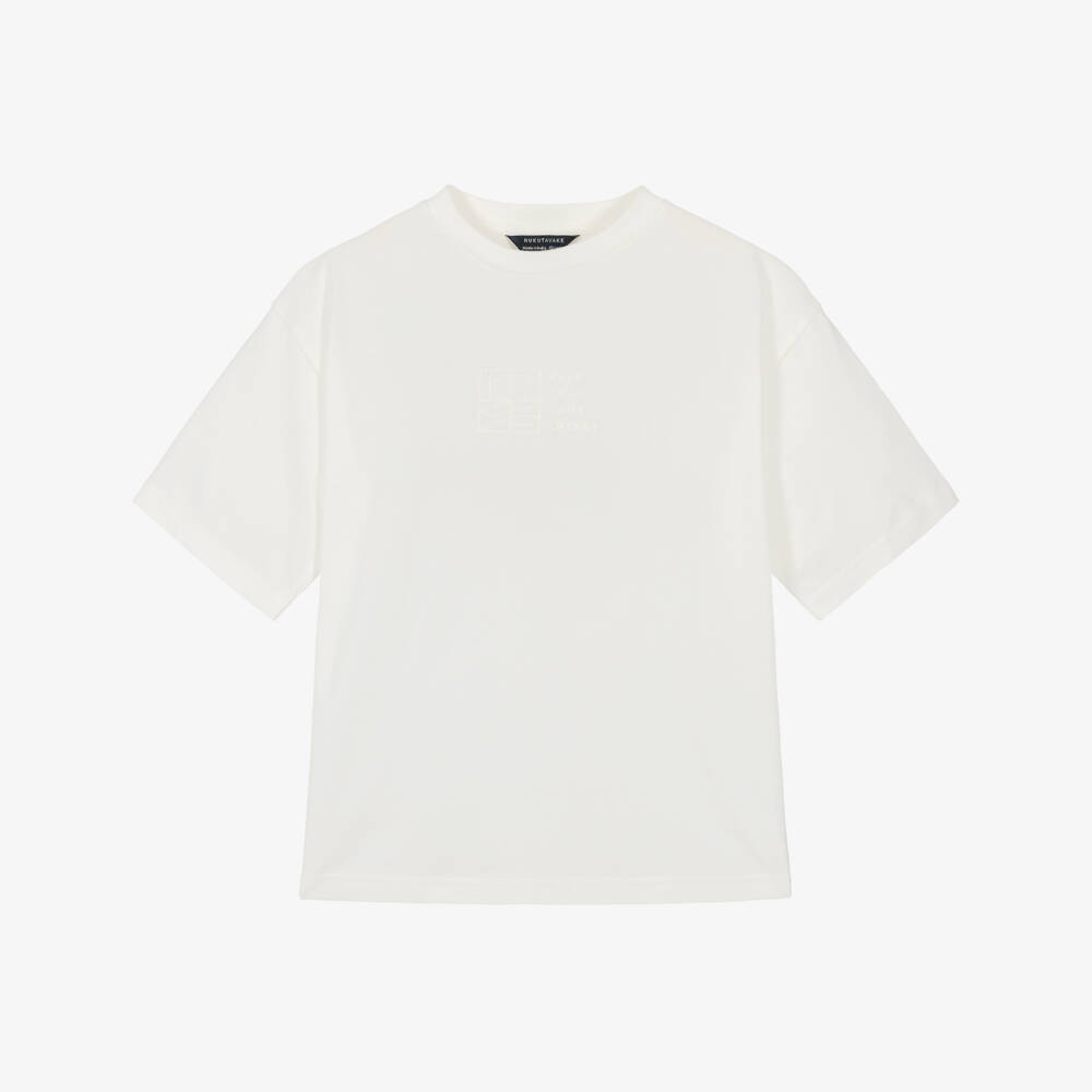 Mayoral Нукутаваке-Футболка кремовая хлопковая с надписью для мальчиков | Childrensalon