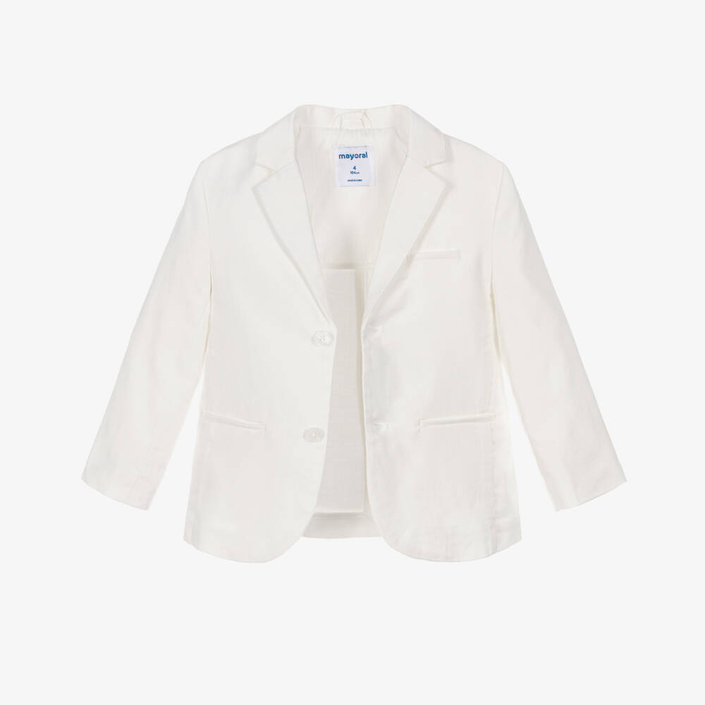 Mayoral-Boys Ivory Cotton & Linen Blazer | Childrensalon