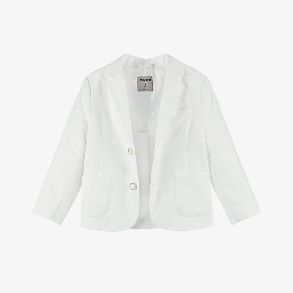 Mayoral-Boys Ivory Cotton & Linen Blazer | Childrensalon