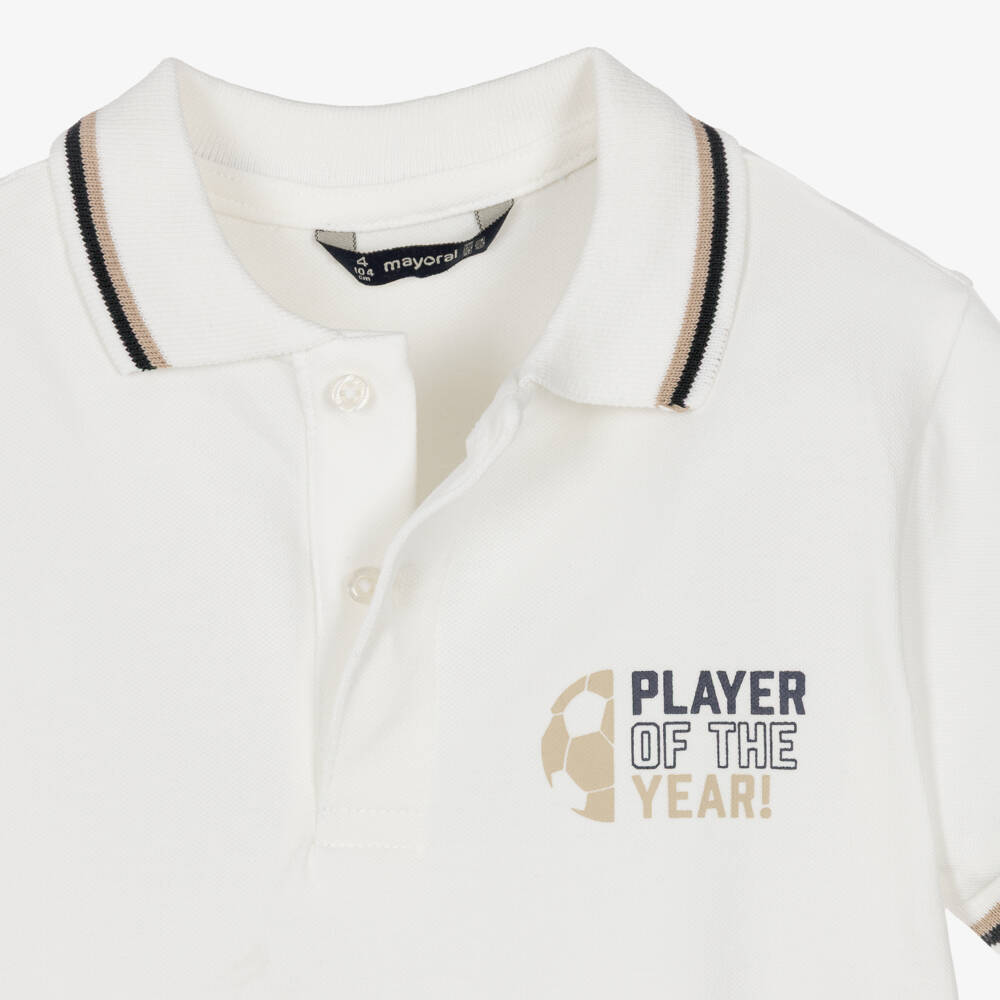 Mayoral-Рубашка поло кремовая из хлопка пике для мальчиков | Childrensalon
