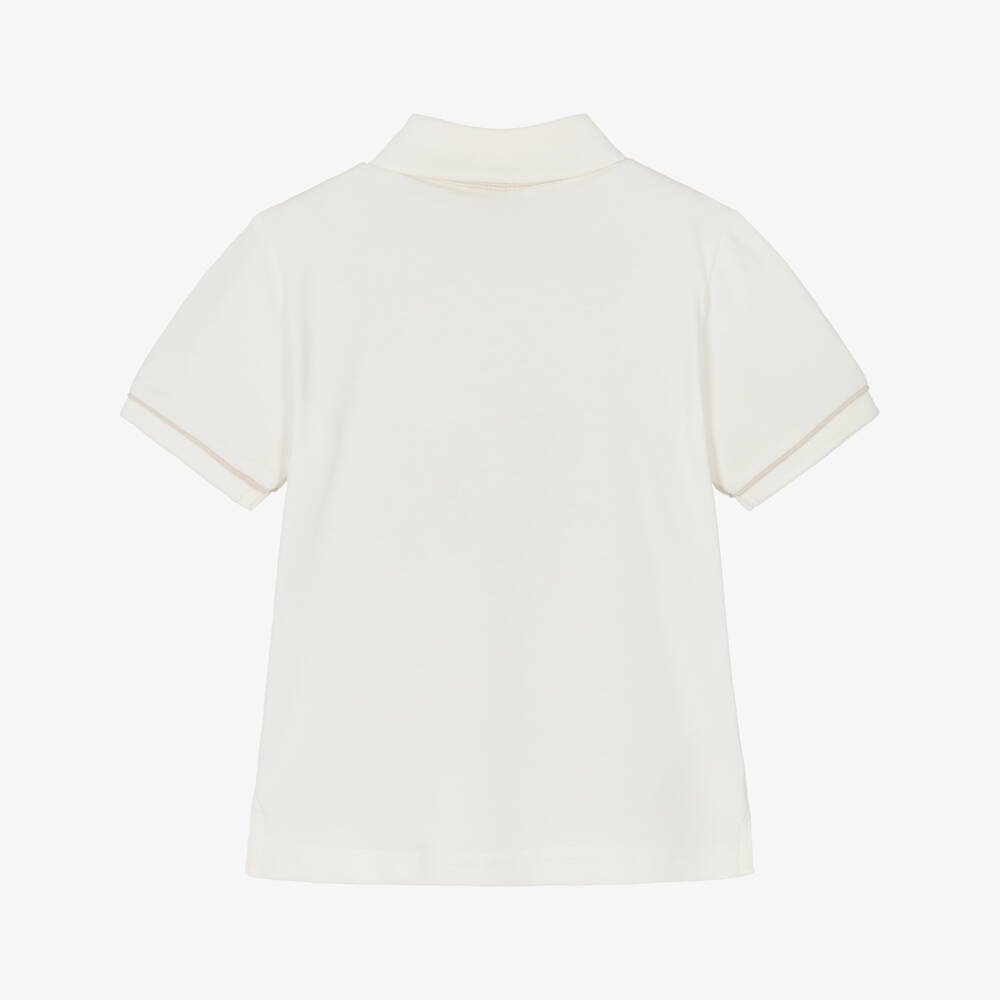 Mayoral-Рубашка поло кремовая с бежевыми деталями для мальчиков | Childrensalon