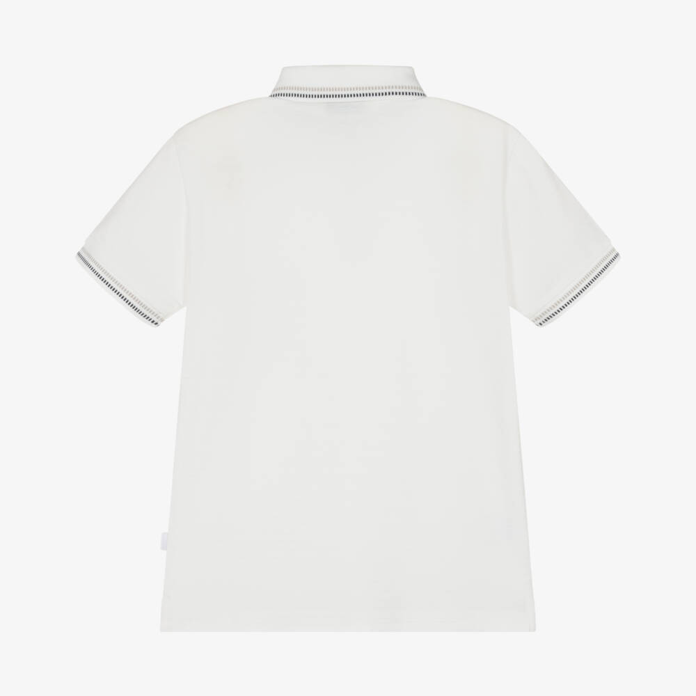 Mayoral Нукутаваке-Рубашка поло хлопковая кремовая с полосками для мальчиков | Childrensalon