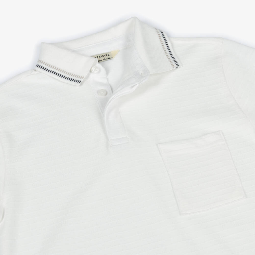 Mayoral Нукутаваке-Рубашка поло хлопковая кремовая с полосками для мальчиков | Childrensalon